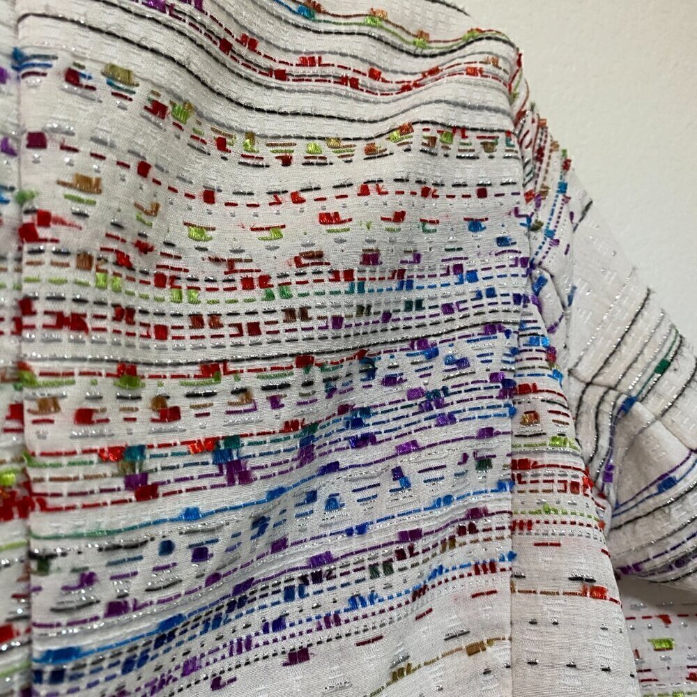 Zara Basic White Multi Metallic Peplum Blazer XS - image 9